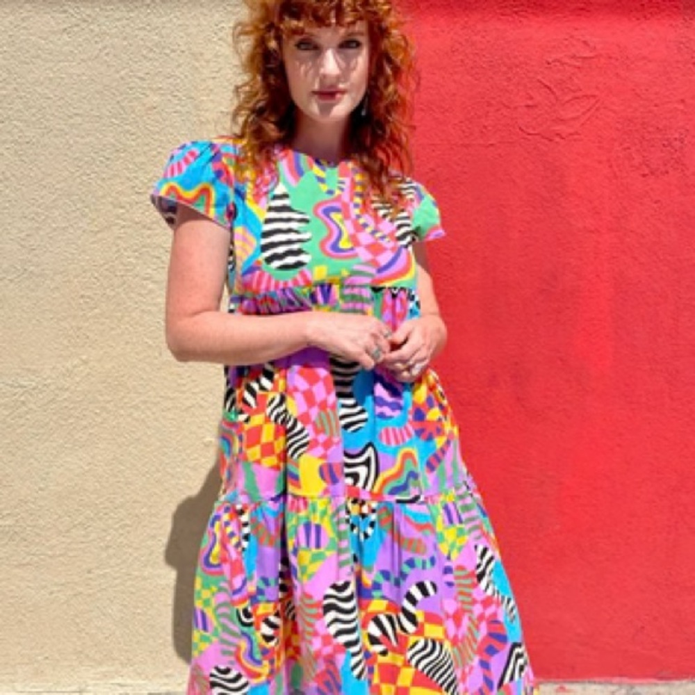 NOOWORKS Frida Dress in Squiggle Print - Rare, Limited Edition L / Large - Picture 2 of 3